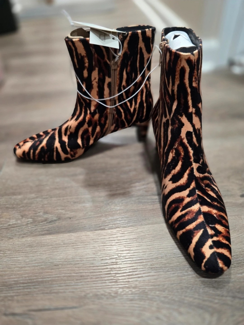 Target Tiger-Print Ankle Boots in Brown and Black